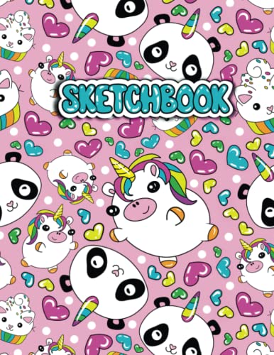 Sketchbook: Cute Unicorn Kawaii Sketchbook for Girls with 100+